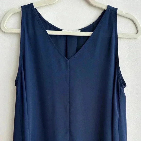 Elodie Navy Blue Swing Tank Top, Sheer Flowy Blouse, Size Small - Picture 1 of 16